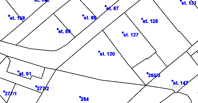 Parcela st. 120 v KÚ Milostín, Katastrální mapa