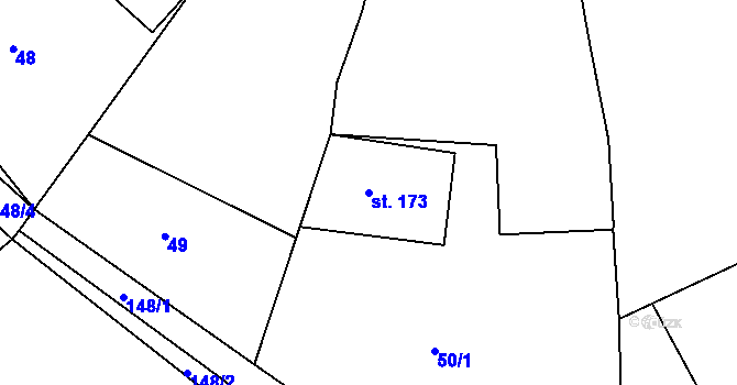 Parcela st. 173 v KÚ Milostín, Katastrální mapa
