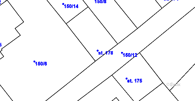Parcela st. 178 v KÚ Milostín, Katastrální mapa