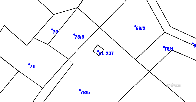 Parcela st. 237 v KÚ Milostín, Katastrální mapa