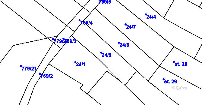 Parcela st. 24/5 v KÚ Milostín, Katastrální mapa