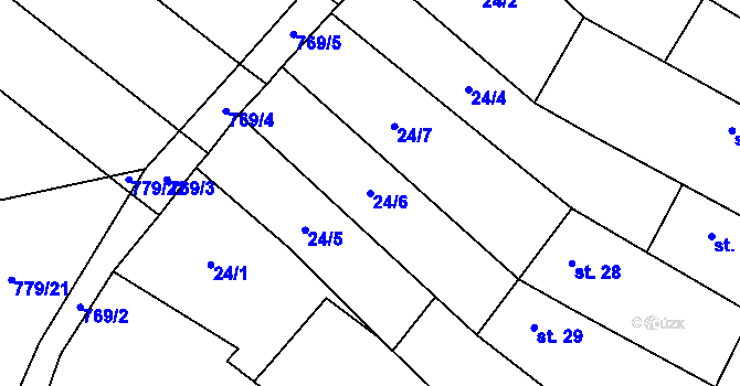 Parcela st. 24/6 v KÚ Milostín, Katastrální mapa