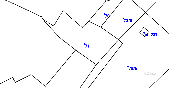 Parcela st. 71 v KÚ Milostín, Katastrální mapa