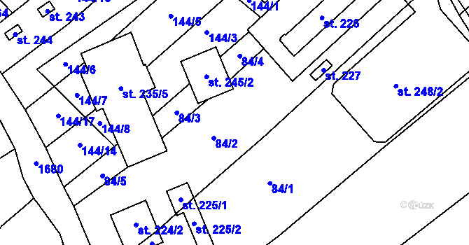 Parcela st. 84 v KÚ Milostín, Katastrální mapa