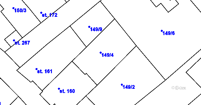 Parcela st. 149/4 v KÚ Milostín, Katastrální mapa