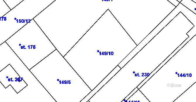 Parcela st. 149/10 v KÚ Milostín, Katastrální mapa