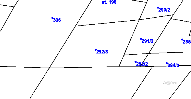 Parcela st. 292/3 v KÚ Milostín, Katastrální mapa