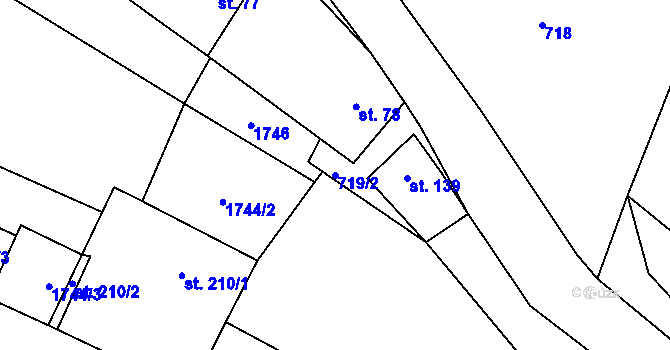 Parcela st. 719/2 v KÚ Milostín, Katastrální mapa
