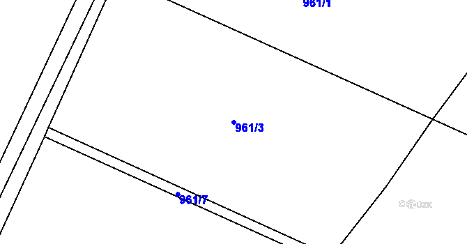 Parcela st. 961/3 v KÚ Milostín, Katastrální mapa