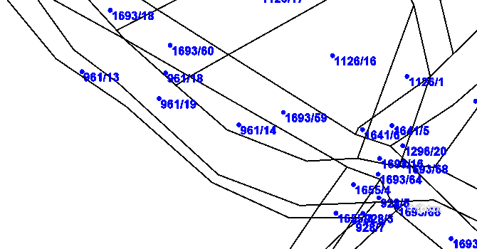 Parcela st. 961/14 v KÚ Milostín, Katastrální mapa