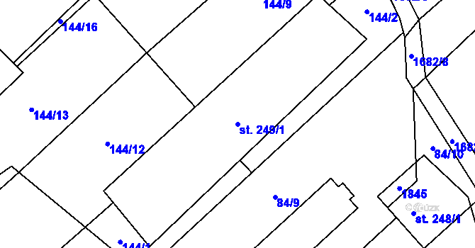 Parcela st. 249/1 v KÚ Milostín, Katastrální mapa