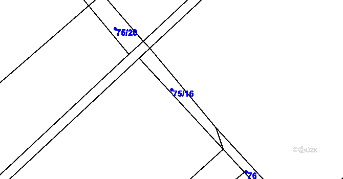 Parcela st. 75/16 v KÚ Milostín, Katastrální mapa