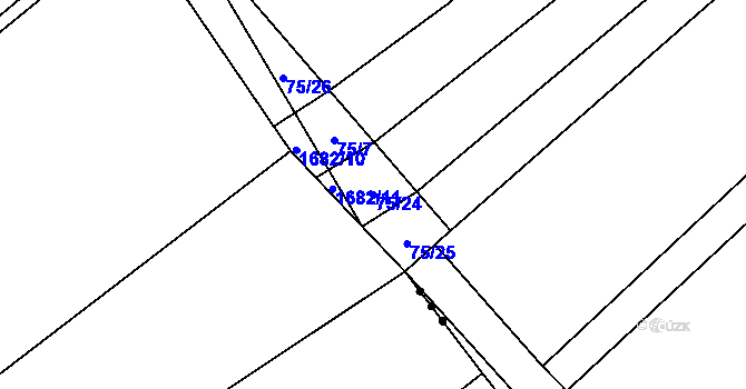Parcela st. 75/24 v KÚ Milostín, Katastrální mapa