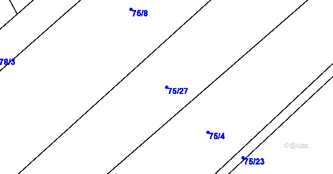 Parcela st. 75/27 v KÚ Milostín, Katastrální mapa
