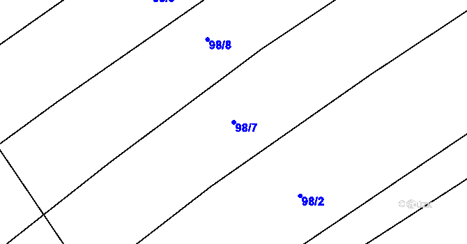Parcela st. 98/7 v KÚ Milostín, Katastrální mapa