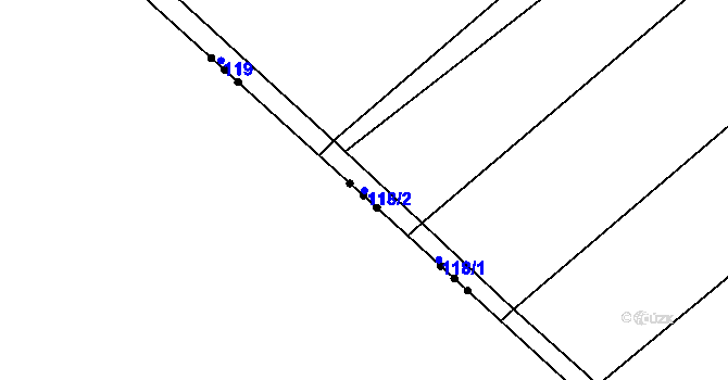 Parcela st. 118/2 v KÚ Milostín, Katastrální mapa