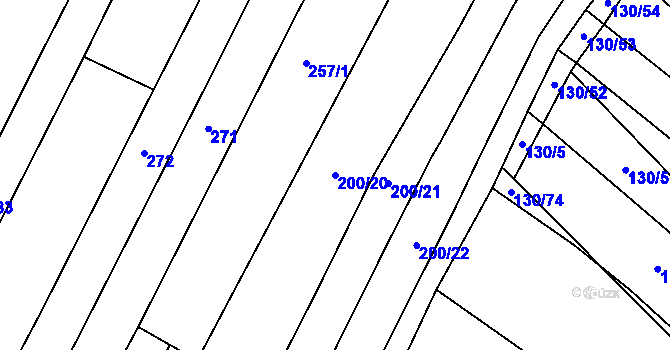 Parcela st. 200/20 v KÚ Milostín, Katastrální mapa