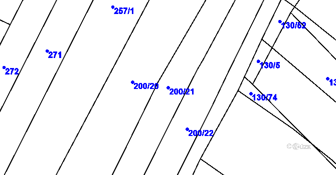 Parcela st. 200/21 v KÚ Milostín, Katastrální mapa