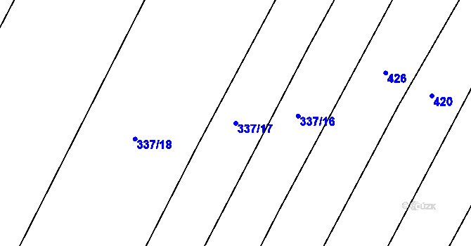 Parcela st. 337/17 v KÚ Milostín, Katastrální mapa