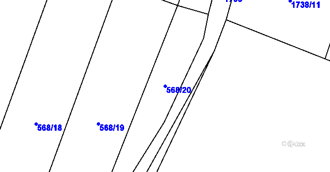 Parcela st. 568/20 v KÚ Milostín, Katastrální mapa