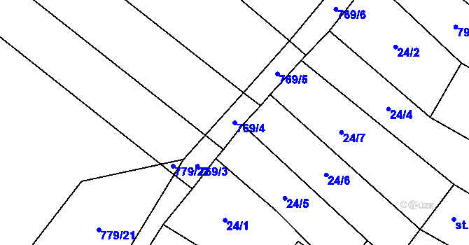 Parcela st. 769/4 v KÚ Milostín, Katastrální mapa