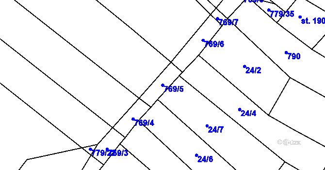 Parcela st. 769/5 v KÚ Milostín, Katastrální mapa