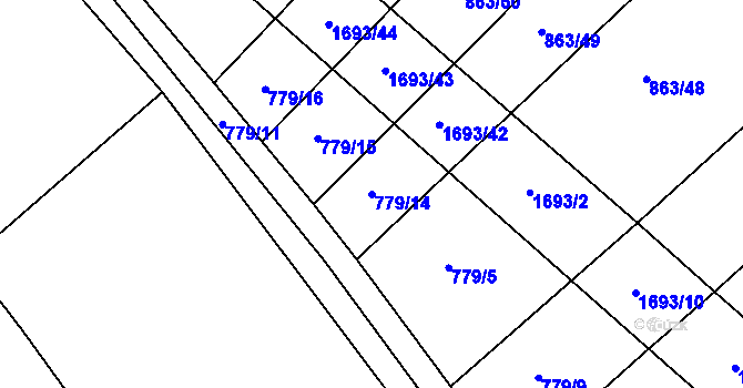 Parcela st. 779/14 v KÚ Milostín, Katastrální mapa