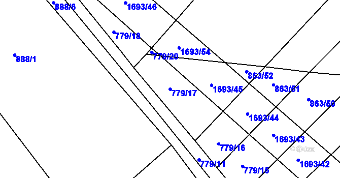 Parcela st. 779/17 v KÚ Milostín, Katastrální mapa