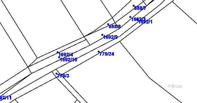 Parcela st. 779/24 v KÚ Milostín, Katastrální mapa