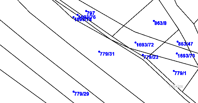Parcela st. 779/31 v KÚ Milostín, Katastrální mapa