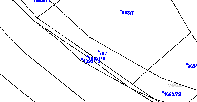 Parcela st. 797 v KÚ Milostín, Katastrální mapa