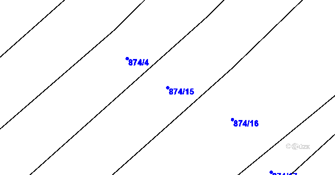Parcela st. 874/15 v KÚ Milostín, Katastrální mapa