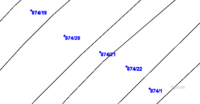 Parcela st. 874/21 v KÚ Milostín, Katastrální mapa