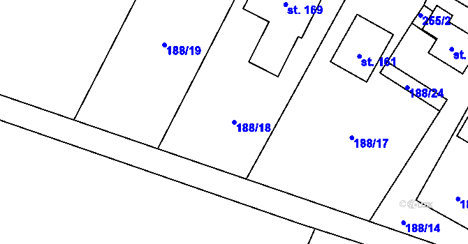Parcela st. 188/18 v KÚ Milostovice, Katastrální mapa