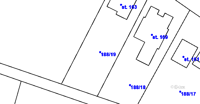 Parcela st. 188/19 v KÚ Milostovice, Katastrální mapa