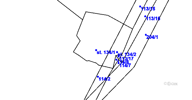 Parcela st. 134/1 v KÚ Milostovice, Katastrální mapa