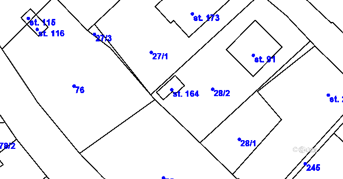 Parcela st. 164 v KÚ Milostovice, Katastrální mapa