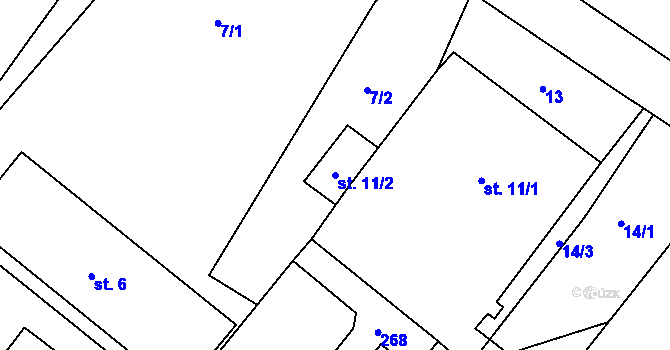 Parcela st. 11/2 v KÚ Milostovice, Katastrální mapa
