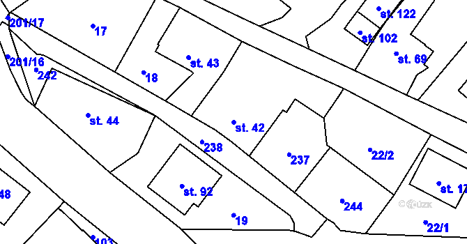 Parcela st. 42 v KÚ Milostovice, Katastrální mapa
