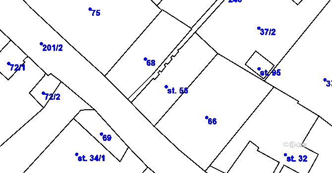 Parcela st. 55 v KÚ Milostovice, Katastrální mapa