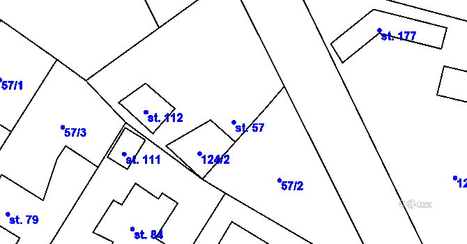 Parcela st. 57 v KÚ Milostovice, Katastrální mapa