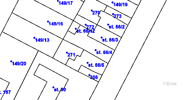 Parcela st. 66/4 v KÚ Milostovice, Katastrální mapa