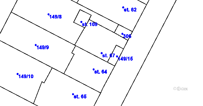 Parcela st. 67 v KÚ Milostovice, Katastrální mapa