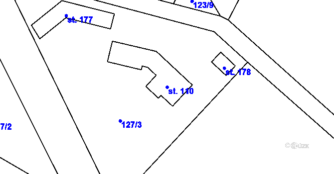 Parcela st. 110 v KÚ Milostovice, Katastrální mapa