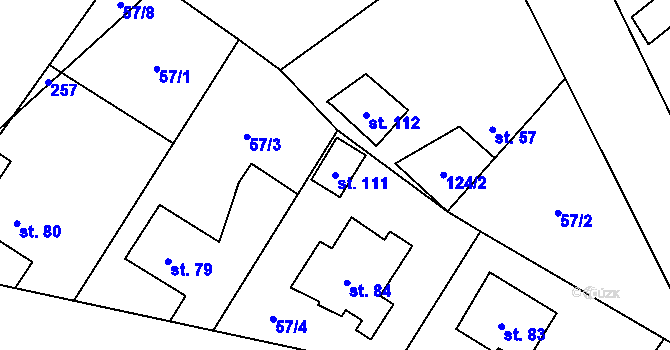 Parcela st. 111 v KÚ Milostovice, Katastrální mapa
