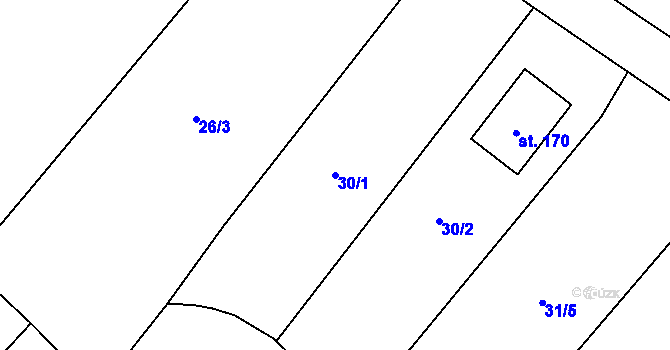 Parcela st. 30/1 v KÚ Milostovice, Katastrální mapa