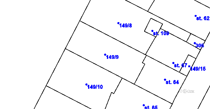Parcela st. 149/9 v KÚ Milostovice, Katastrální mapa