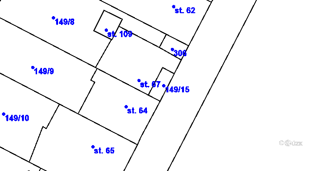 Parcela st. 149/15 v KÚ Milostovice, Katastrální mapa