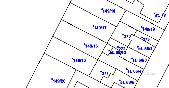 Parcela st. 149/16 v KÚ Milostovice, Katastrální mapa