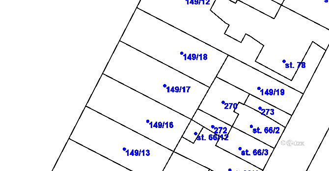 Parcela st. 149/17 v KÚ Milostovice, Katastrální mapa